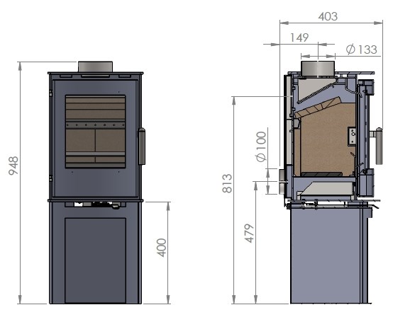 HEDE 3D AIR krbové kachle 4,5kW, čierna (komplet)