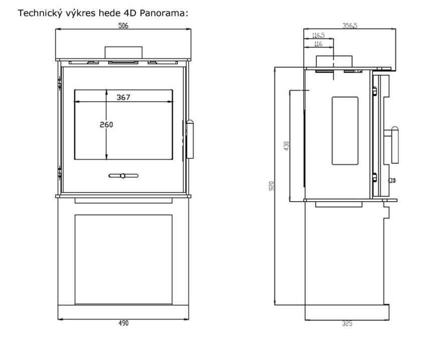 HEDE 4D PANORAMA krbové kachle 5kW, trojstranné sklo, čierna (komplet)