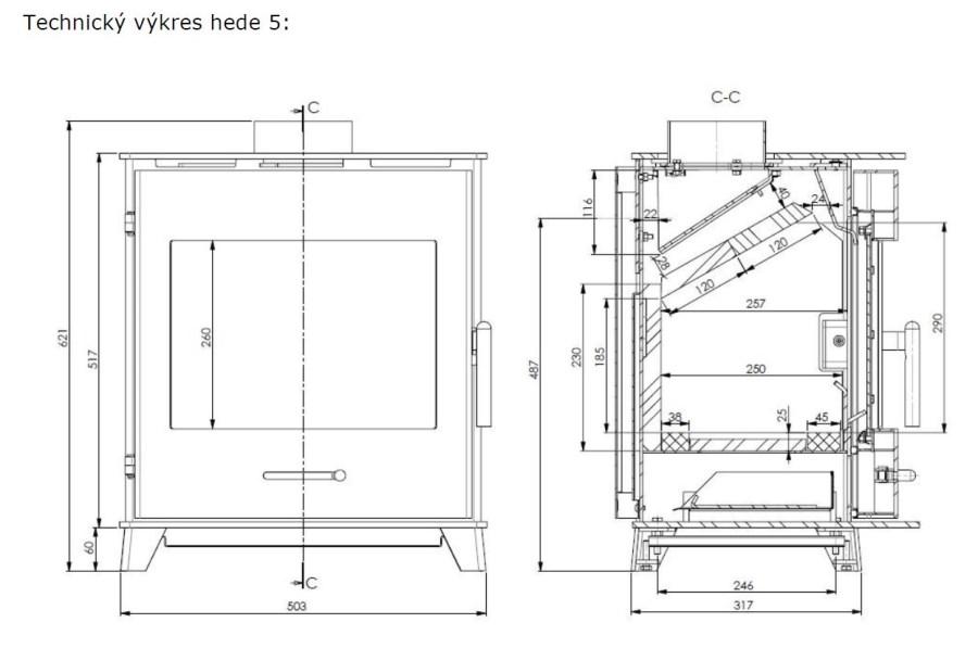 HEDE 5 krbové kachle 6,5kW, čierna