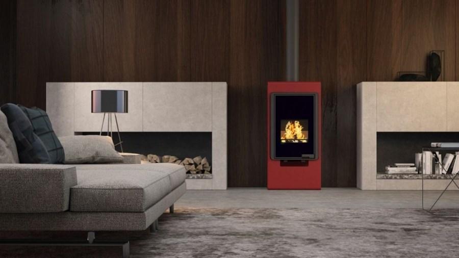 HS FLAMINGO DELUXE SINGA krbové kachle 9kW, červená