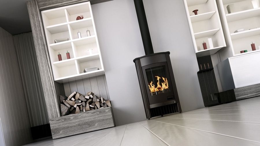 HS FLAMINGO MASTERFLAMME MEDIE I krbové kachle 12kW, čierna