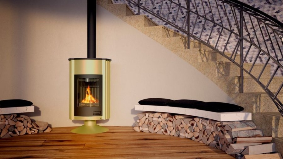 HS FLAMINGO MASTERFLAMME GRANDE II krbové kachle 17kW, olivová