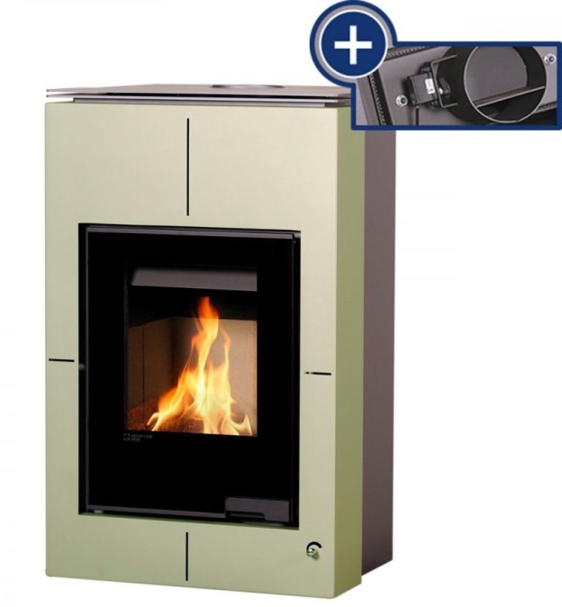 HS FLAMINGO AQUAFLAM VARIO SAPORO krbové kachle 11/7kW, s výmenníkom a elektronickou reguláciou, olivová