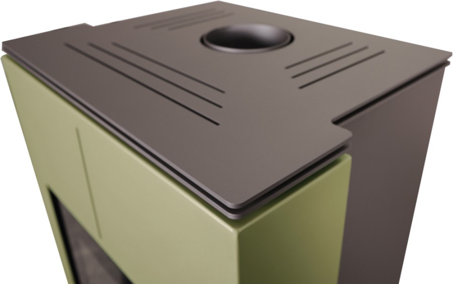 HS FLAMINGO AQUAFLAM VARIO SAPORO krbové kachle 11/7kW, s výmenníkom a elektronickou reguláciou, olivová