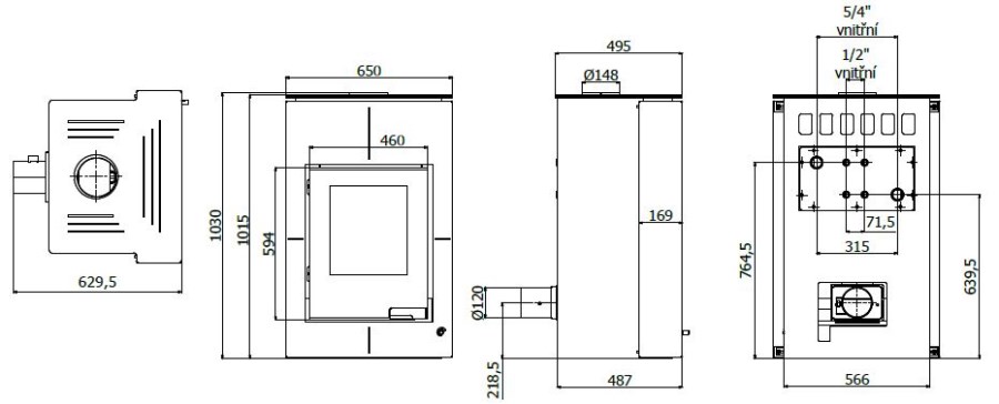HS FLAMINGO AQUAFLAM VARIO SAPORO krbové kachle 11/5kW, s výmenníkom, manuálna regulácia, zamatovo hnedá