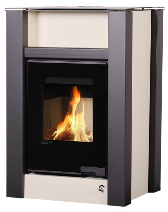 HS FLAMINGO AQUAFLAM VARIO LEND krbové kachle 11/5kW, s výmenníkom, manuálna regulácia, krémová