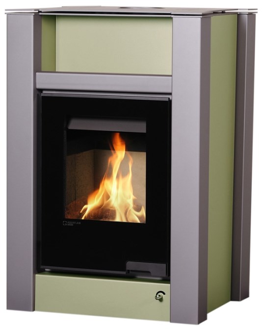 HS FLAMINGO AQUAFLAM VARIO LEND krbové kachle 11/5kW, s výmenníkom, manuálna regulácia, olivová