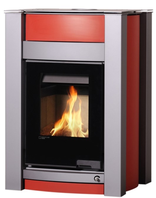HS FLAMINGO AQUAFLAM VARIO KALMAR krbové kachle 11/7kW, s výmenníkom, manuálna regulácia, červená