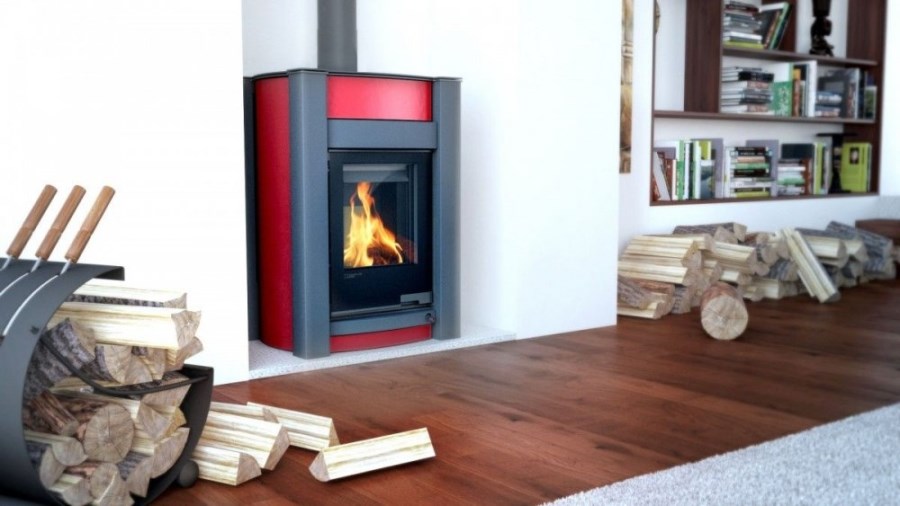HS FLAMINGO AQUAFLAM VARIO KALMAR krbové kachle 11/7kW, s výmenníkom, manuálna regulácia, červená