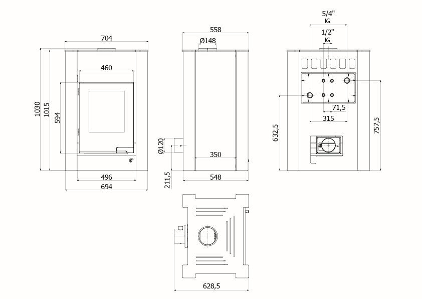 HS FLAMINGO AQUAFLAM VARIO LEND krbové kachle 11kW, manuálna regulácia, krémová