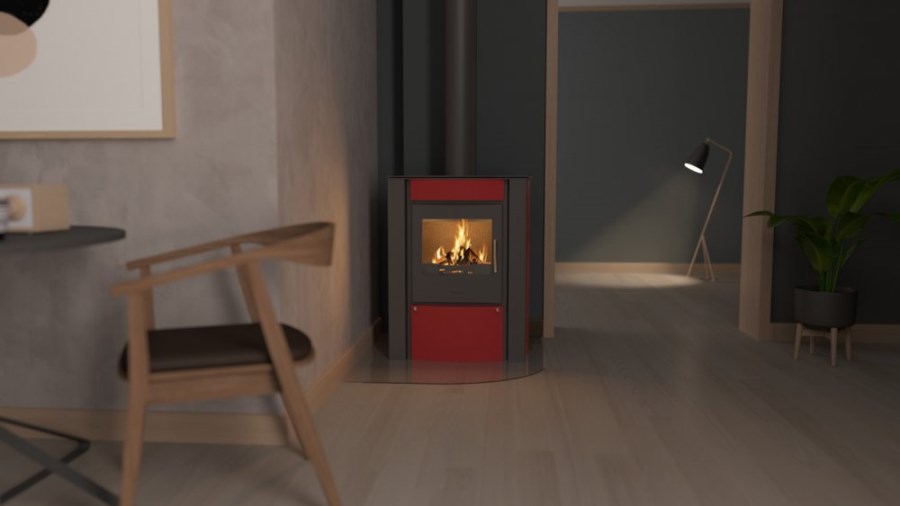 HS FLAMINGO AMOS krbové kachle 9kW, červená