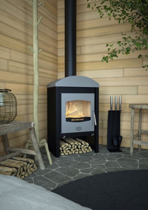 HS FLAMINGO STAVANGER krbové kachle 3-12kW, čierna/šedá