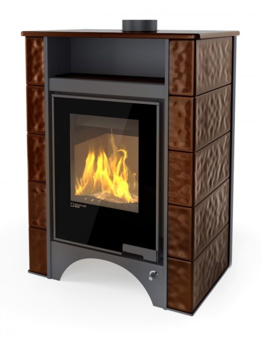 HS FLAMINGO AQUAFLAM VARIO PERU kachľová pec 11/5kW, s výmenníkom, manuálna regulácia, hnedá