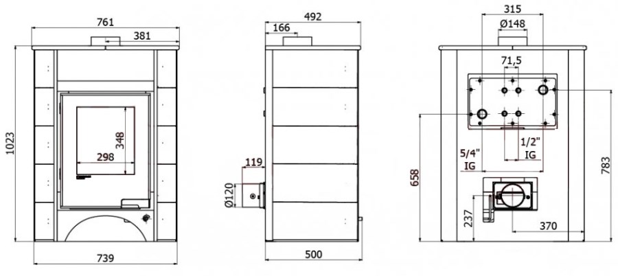 HS FLAMINGO AQUAFLAM VARIO PERU kachľová pec 11kW, manuálna regulácia, hnedá