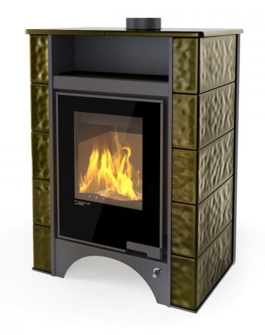 HS FLAMINGO AQUAFLAM VARIO PERU kachľová pec 11/7kW, s výmenníkom, manuálna regulácia, zelená