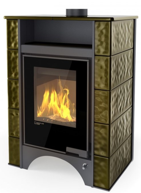 HS FLAMINGO AQUAFLAM VARIO PERU kachľová pec 11kW, manuálna regulácia, zelená