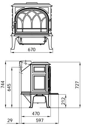 JOTUL F 400 ECO krbové kachle 7kW, s ozdobnými priečkami, čierna