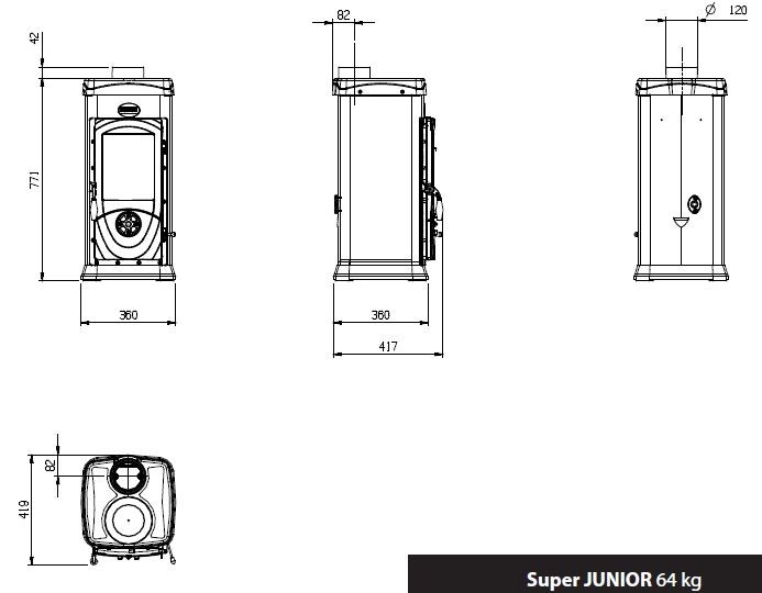 NORDICA SUPER JUNIOR krbové kachle 5kW, čierna