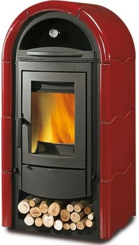NORDICA STEFANY FORNO BII krbové kachle 5-15kW, s rúrou, bordó