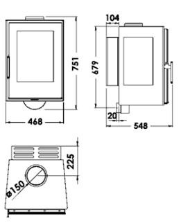 PANADERO INCA WALL krbové kachle 4,8-10,4kW, čierna