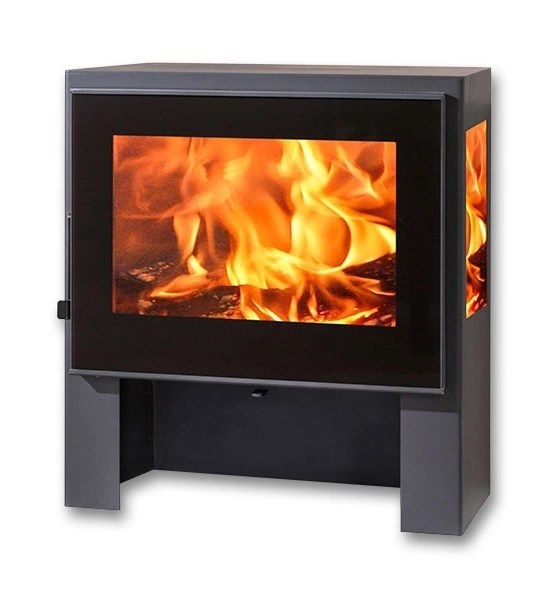 PANADERO IRIS krbové kachle 3,5-7,7 kW, trojstranné sklo, čierna