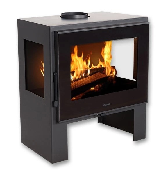 PANADERO IRIS krbové kachle 3,5-7,7 kW, trojstranné sklo, čierna