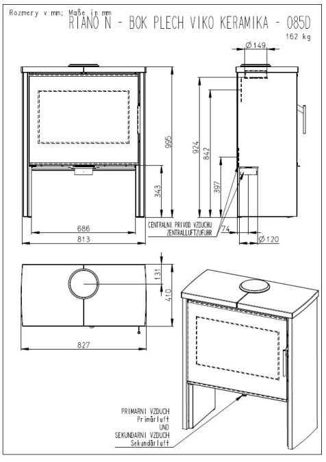 ROMOTOP RIANO N04 krbové kachle 3-7,8kW, čierna/matná biela