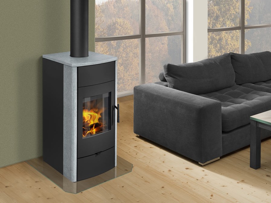 ROMOTOP ESPERA 02 krbové kachle 5-13kW, s výmenníkom, čierna/kameň