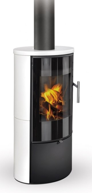 ROMOTOP LAREDO 01 AKUM krbové kachle 2-6,5kW, akumulačná, lesklá biela/čierna