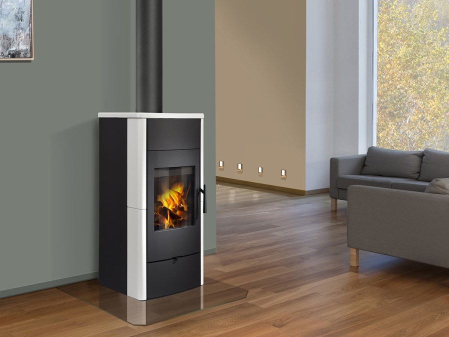 ROMOTOP ESPERA 01 krbové kachle 5-13kW, s výmenníkom, lesklá biela