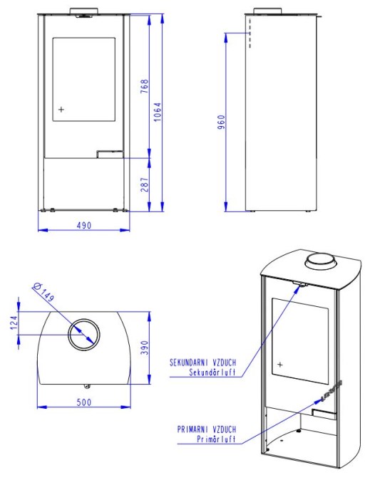 ROMOTOP TALA N06 krbové kachle 3,0-7,7kW, čierna