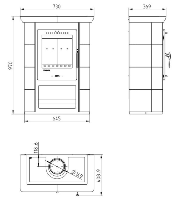 THORMA BORGHOLM KERAMIK kachľová pec 7kW, čierna/gaštanová