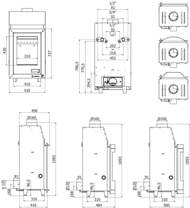 HS FLAMINGO AQUAFLAM 7 krbová vložka 7kW, s výmenníkom, základná regulácia, čierna