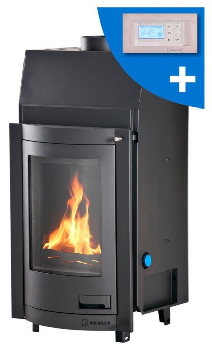 HS FLAMINGO AQUAFLAM PANORAMA 12 krbová vložka 12kW, s výmenníkom, automatická regulácia, čierna