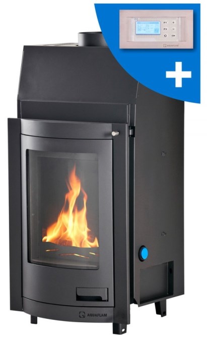 HS FLAMINGO AQUAFLAM PANORAMA 7 krbová vložka 7kW, s výmenníkom, automatická regulácia, čierna
