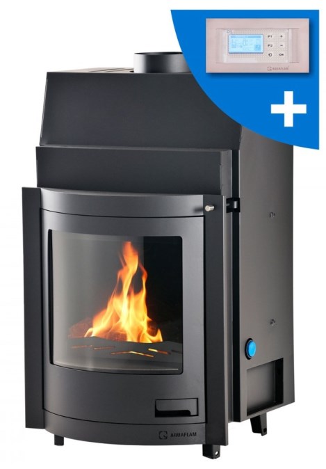 HS FLAMINGO AQUAFLAM PANORAMA 17 krbová vložka 17kW, s výmenníkom, automatická regulácia, čierna