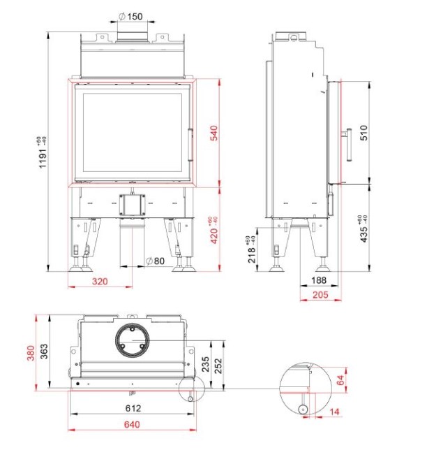 BEF HOME PASSIVE 6 krbová vložka 3,8 kW, čierna