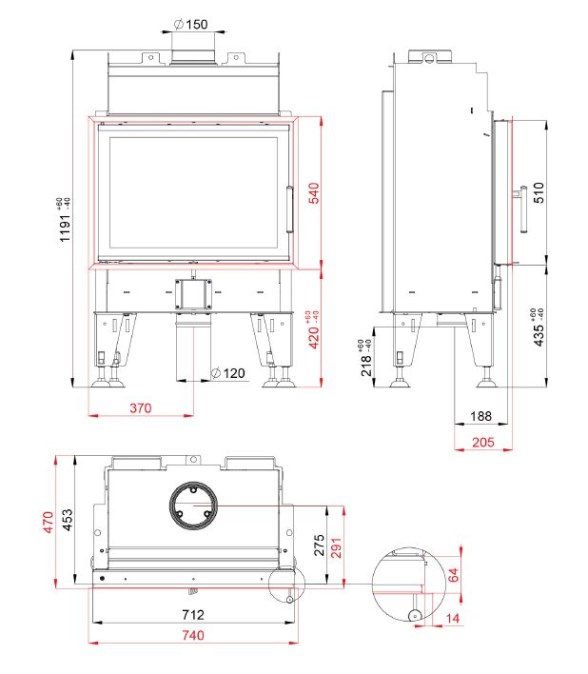 BEF HOME THERM 7 krbová vložka 7,4 kW, čierna