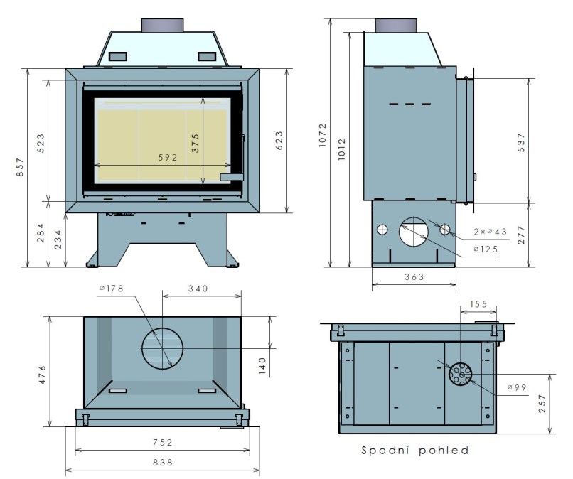 KRETZ F 103 krbová vložka 9kW, čierna