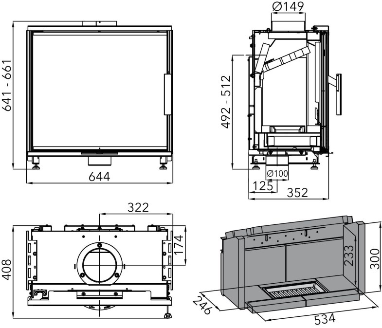 HAAS+SOHN LEVI krbová vložka 4,0-8,2kW, čierna