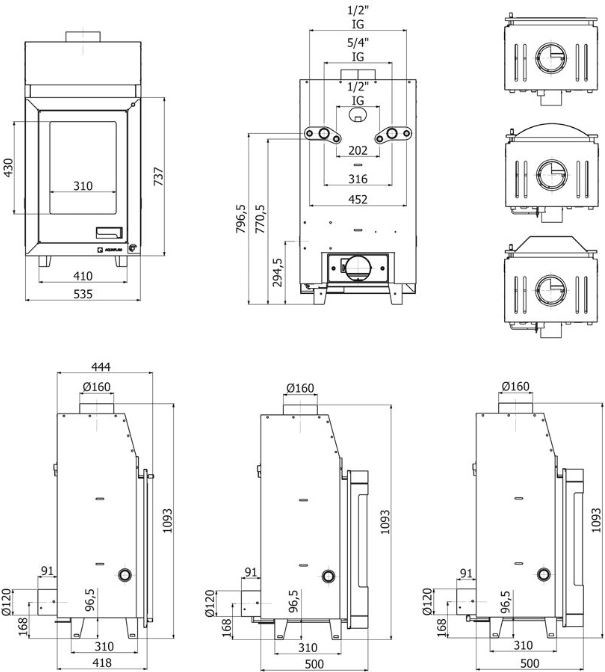 HS FLAMINGO AQUAFLAM PRIZMAT 12 krbová vložka 12kW, s výmenníkom, automatická regulácia, čierna