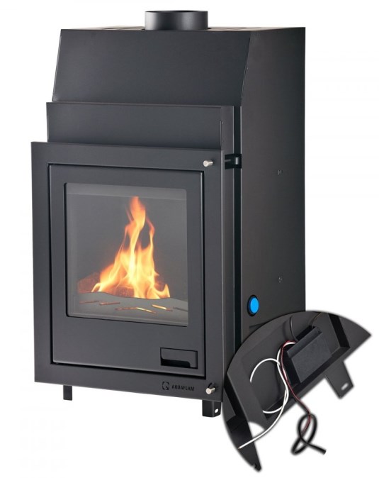 HS FLAMINGO AQUAFLAM PANORAMA 17 krbová vložka 17kW, s výmenníkom, základná regulácia, čierna