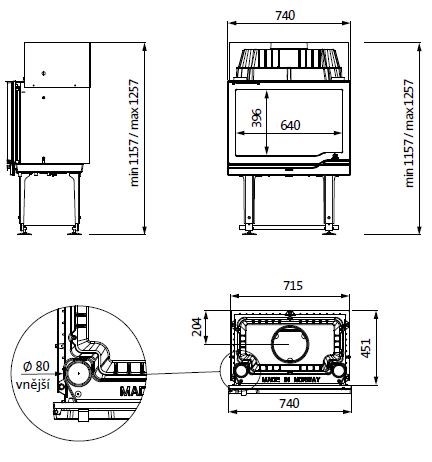 JOTUL I 570 krbová vložka 14kW, čierna