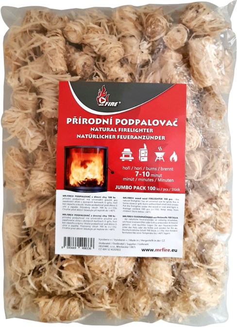 HELFARE podpaľovač 100ks, z drevnej vlny, prírodný (balenie)