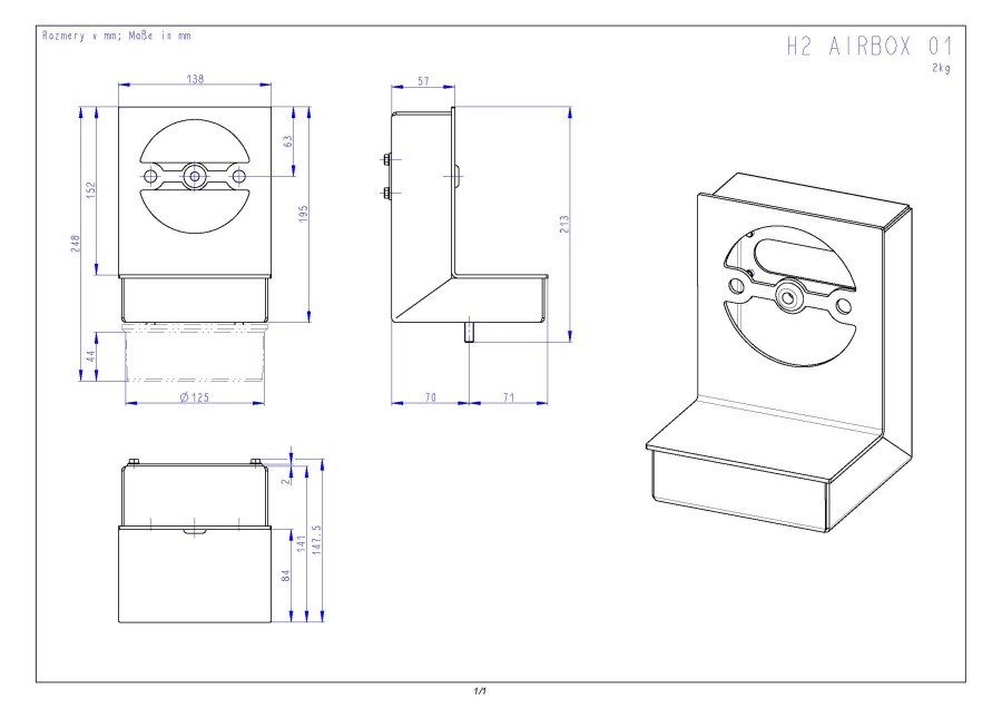 ROMOTOP airbox 138x147,5x213mm, pre dolné napojenie centrálneho prívodu vzduchu