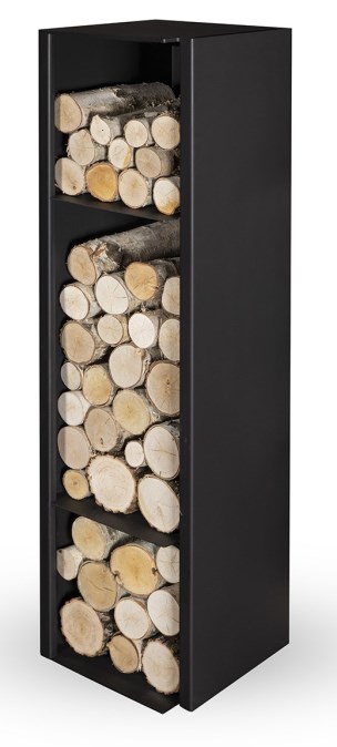 ROMOTOP box na drevo 399x399x1507mm, vysoký, čierna