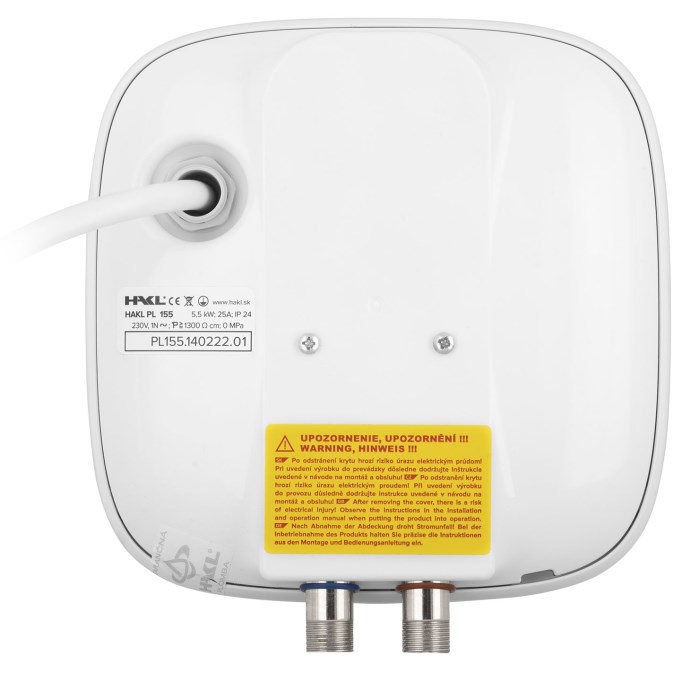 HAKL PL 135 prietokový ohrievač 3,5 kW, elektrický, beztlakový, pod/nad umývadlo, plast