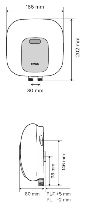 HAKL PL-T 135 prietokový ohrievač 3,5 kW, elektrický, pod/nad umývadlo, plast