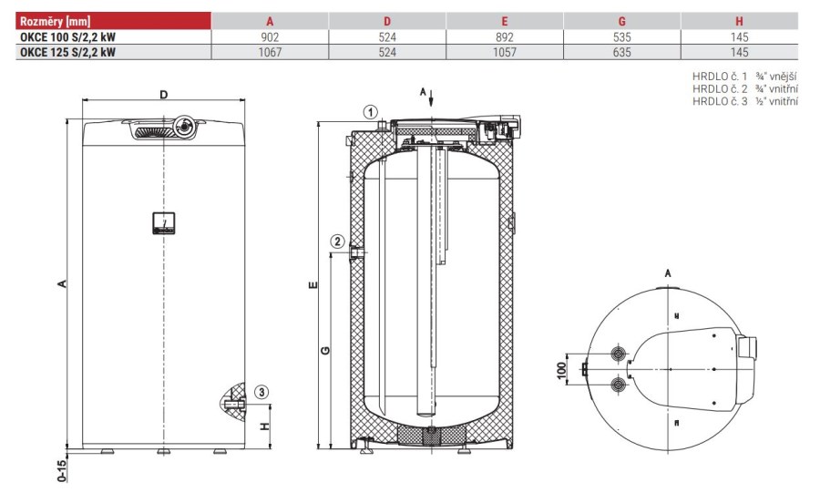 DRAŽICE OKCE 100 S/2,2 kW zásobníkový ohrievač 100 l, stacionárny, smalt
