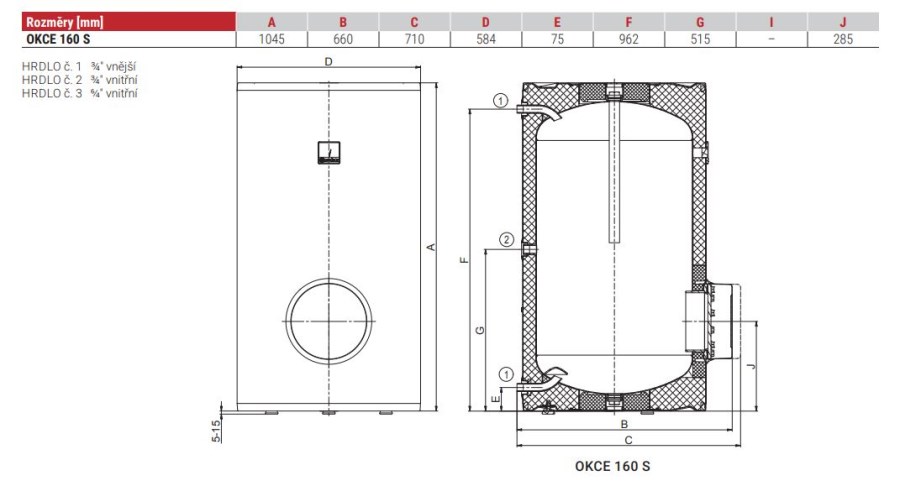 DRAŽICE OKCE 160 S zásobníkový ohrievač 160 l, bez výhrevného telesa, stacionárny, smalt